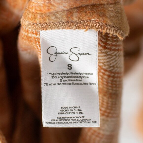 NEW Jessica Simpson Women’s Plaid Shirt Jacket Shacket Toasted Coco Small - Picture 5 of 8